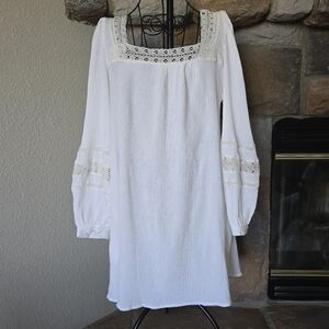 White Gauze Boho Mini Dress